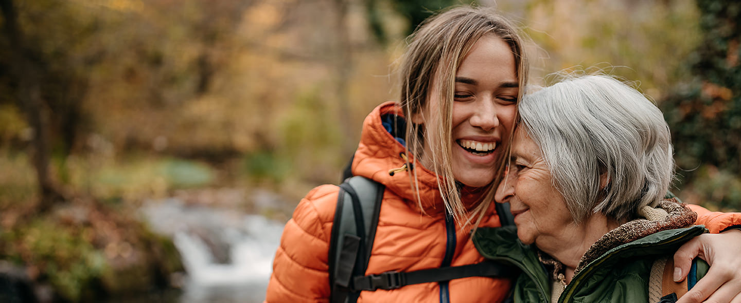 Two women hiking