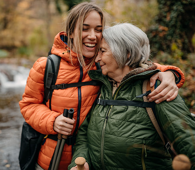 Two women hiking