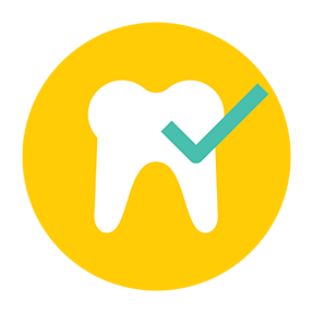 Tooth with check mark icon
